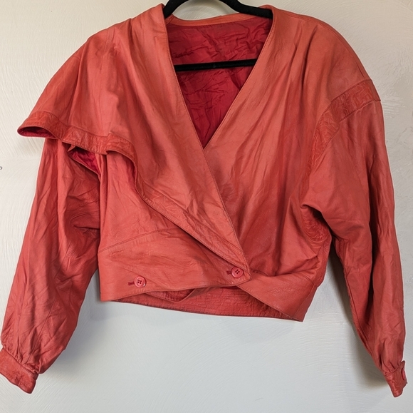 Antonio da Pescara Jackets & Blazers - Vintage 80s Italian Leather Jacket, Unique and Rare! Coral Color, Size 8